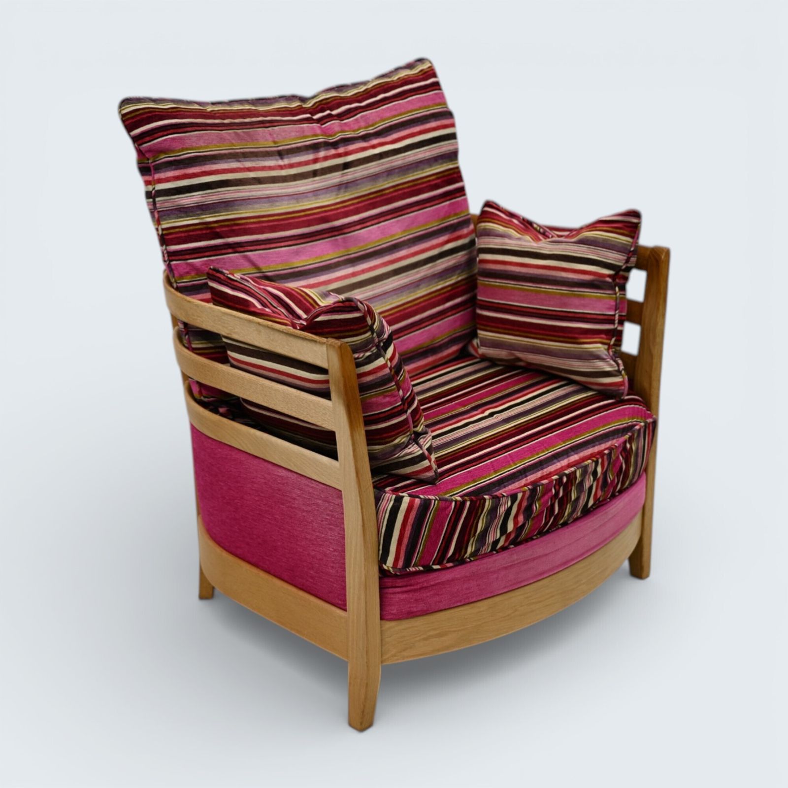 Ercol Pink Easy Chair Genuine Ercol Upholstery Light Blonde Finish Free Delivery photo vintage