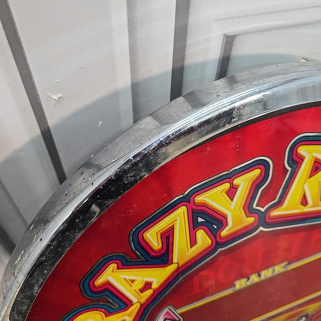 Retro Arcade Front Glass Crazy Reels Slot Machine Panel Display Sign Upcycle photo for sale