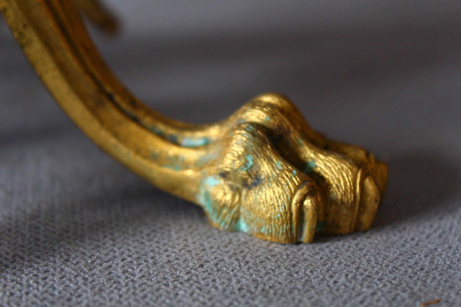 240.0 Antique French Empire Revival Bronze Pedestal Stand Or Base, Signed F. Delarue Paris, Gilded, Tripod Feet, Lion Paw, Acanthus Leaf, Napoleon photo