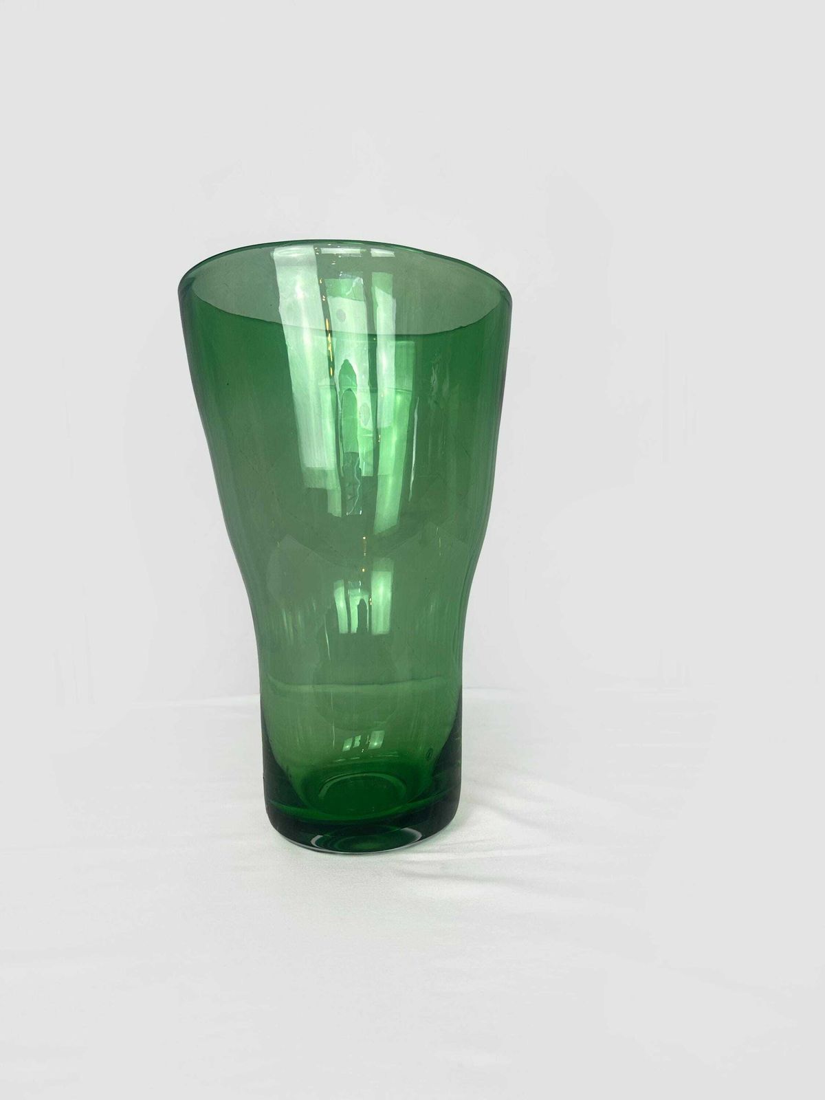 Vintage 1990s Large 12” Ikea Maria Vinka Blown Glass Green Vase / Stockholm Collection / Handblown Vase / Vintage Ikea Sweden Vase photo for sale