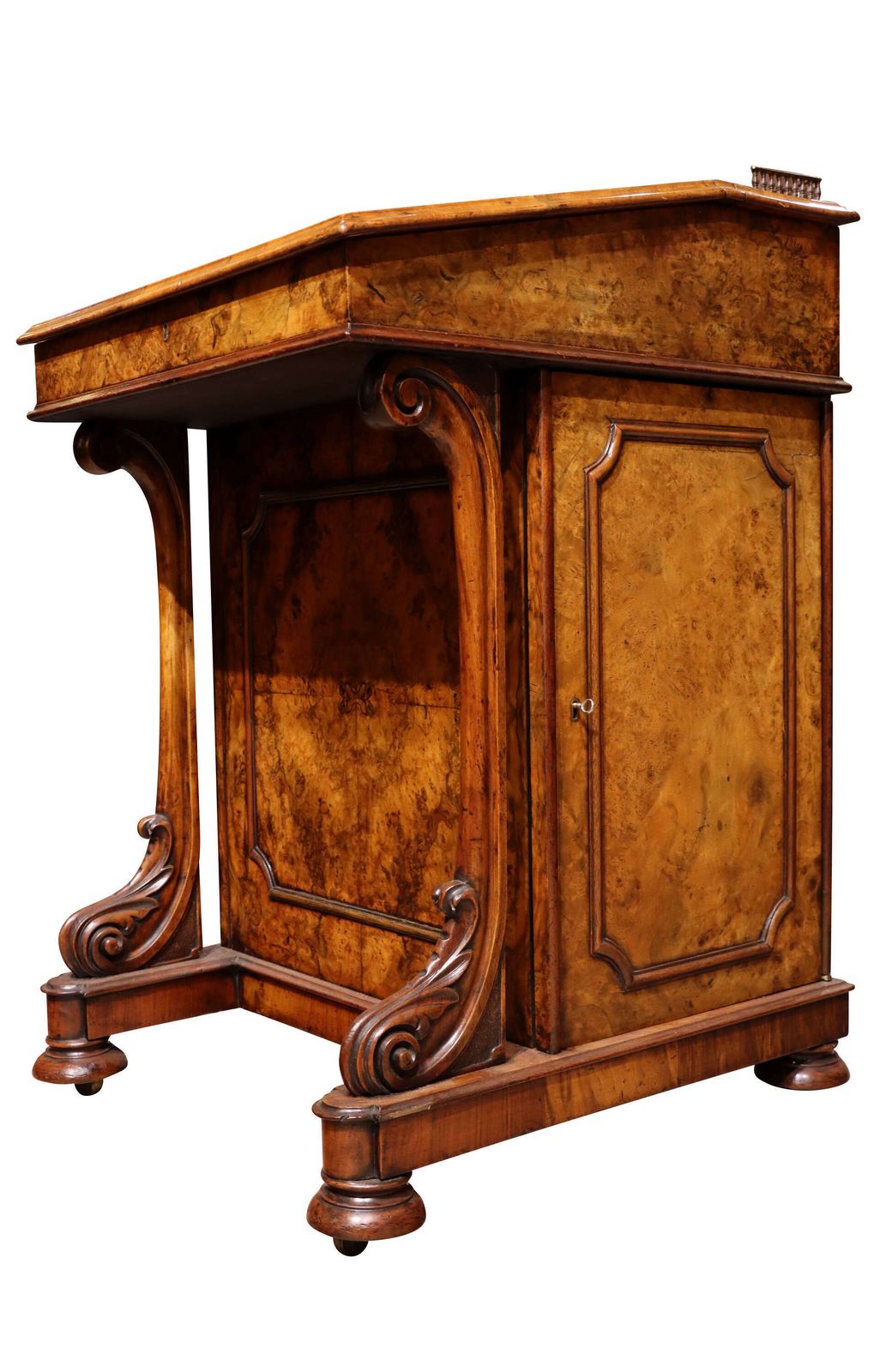 Mid 19th Century Burr Walnut Davenport Desk With Satinwood Interior, Circa 1860 photo for sale