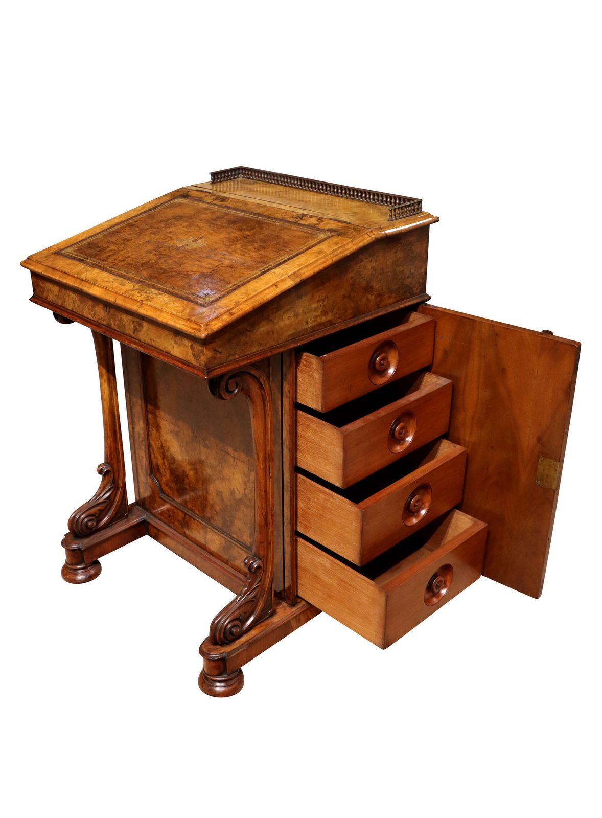 Mid 19th Century Burr Walnut Davenport Desk With Satinwood Interior, Circa 1860 photo 1745.0