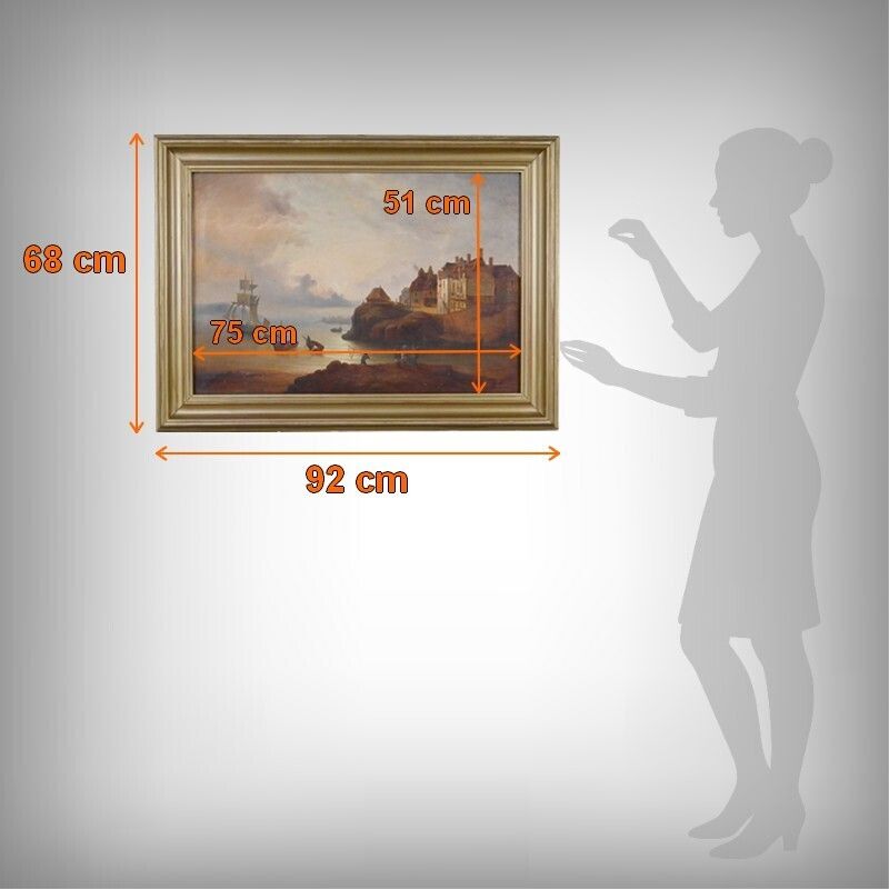 1210.0 Painting "Light On The Port", French School, 19th Century photo