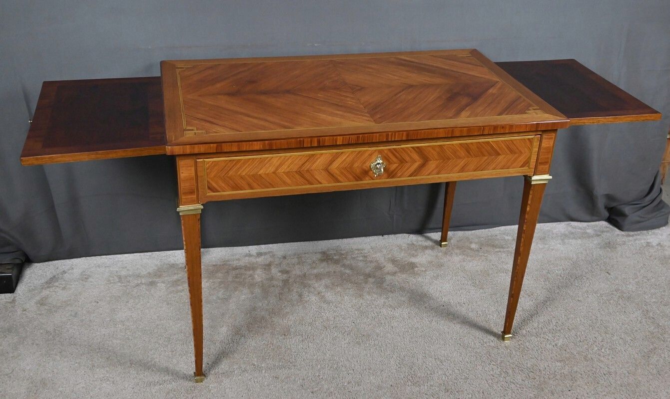 Marquetry Desk, Louis XVI Style – Early 20th Century photo for sale