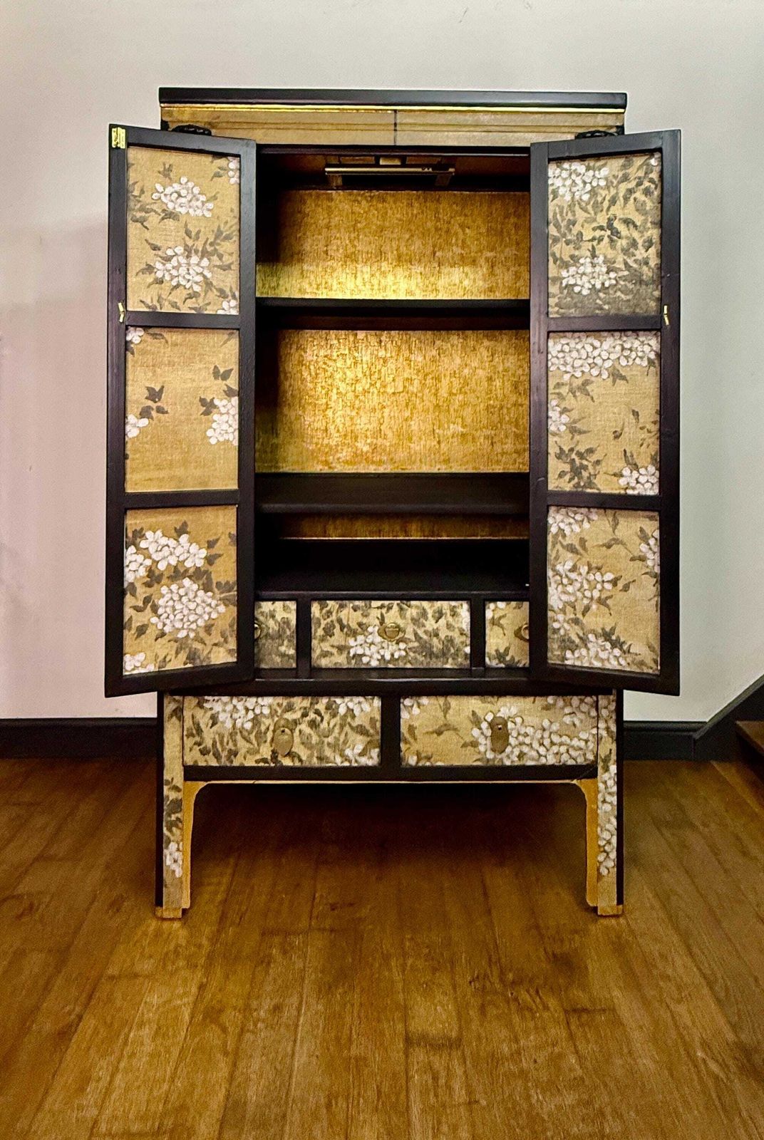 Bespoke Chinoiserie Drinks / Crockery / Wedding Cabinet Restoration – Gold Finish Commission Example photo furniture