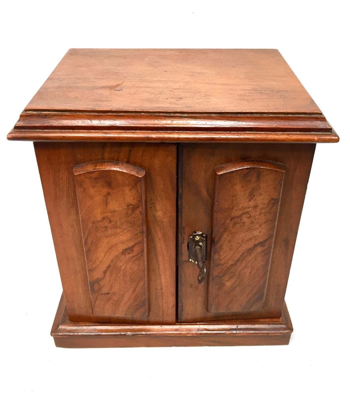 Antique Wood Tabletop Storage Drawers  Jewellery Box Humidor Cabinet With Key photo 225.0
