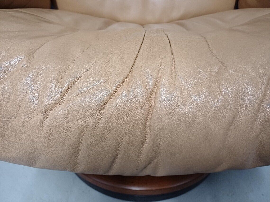 Ekornes Stressless Tan Leather Recliner Armchair And Footstool   Free Delivery Within 50 Miles, Further Afield At Cost. photo vintage