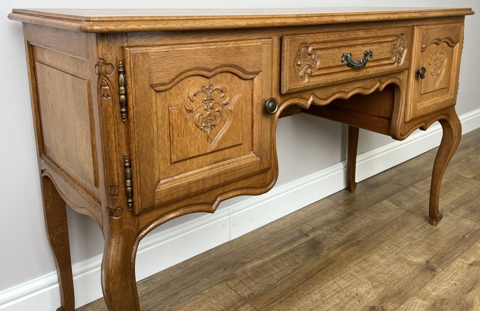 Cabinet Vintage French Louis XVI Style Carved Desk Oak Sideboard Lot 4925 photo buy