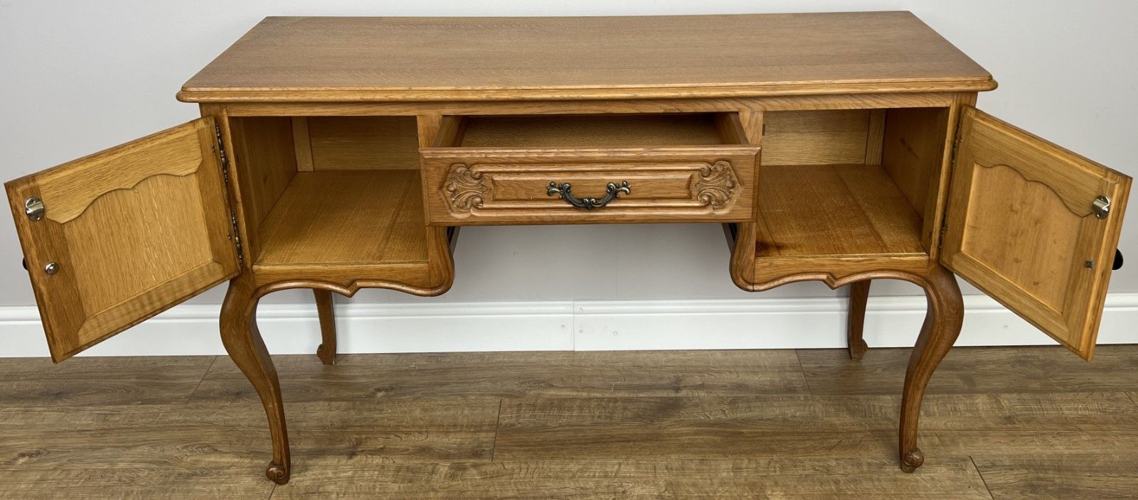 Furniture Cabinet Vintage French Louis XVI Style Carved Desk Oak Sideboard Lot 4925 photo