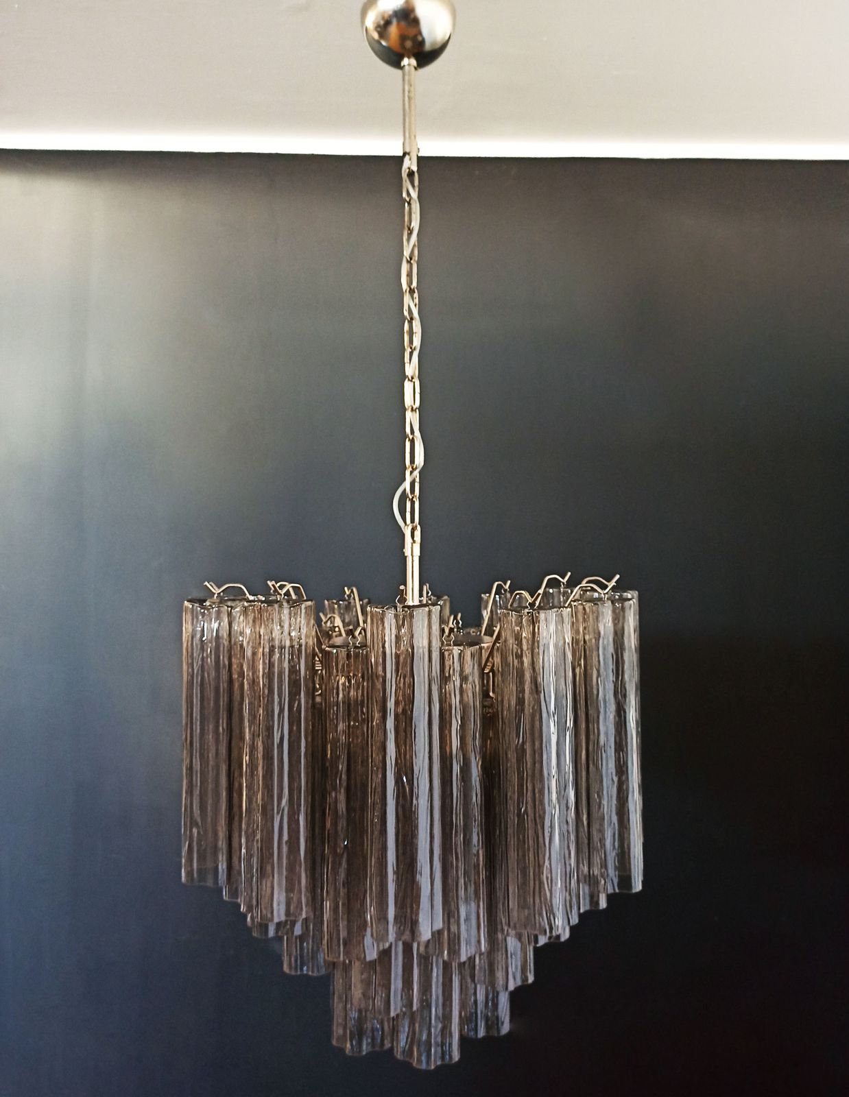 Lighting Fantastic Murano Glass Tube Chandelier   36 Smoked Glass Tube photo