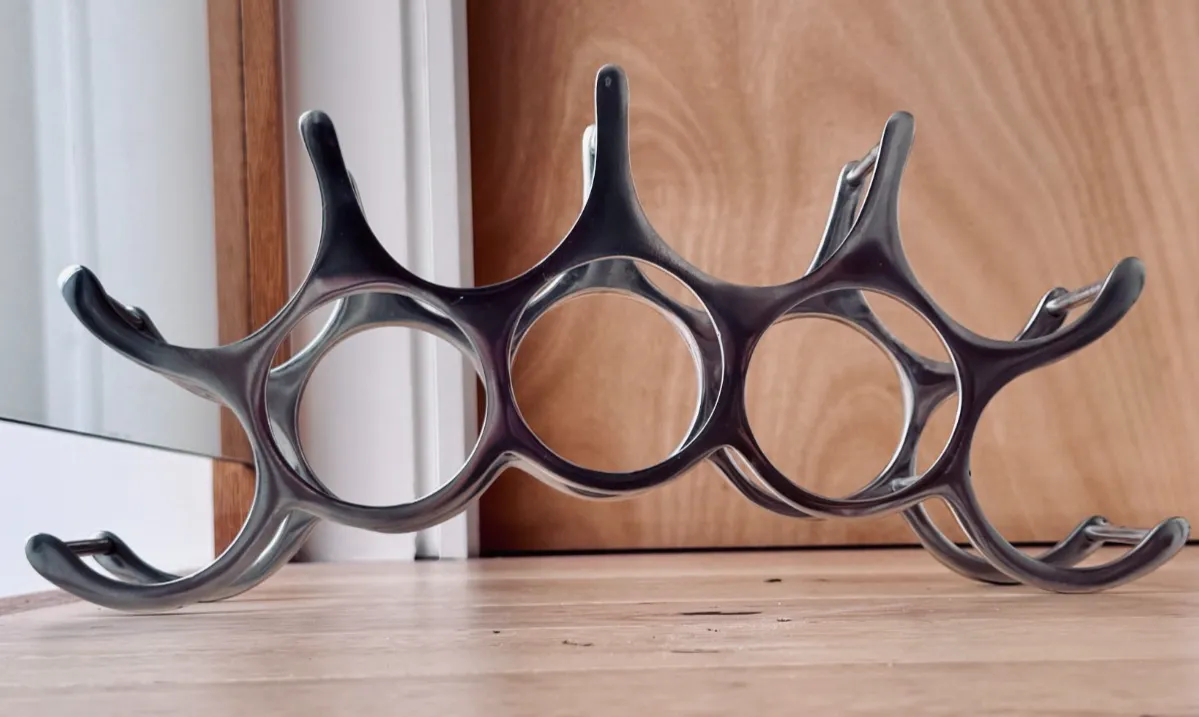 Michael Noll Style Polished Aluminium Wine Rack, Holds 9 Bottles photo furniture