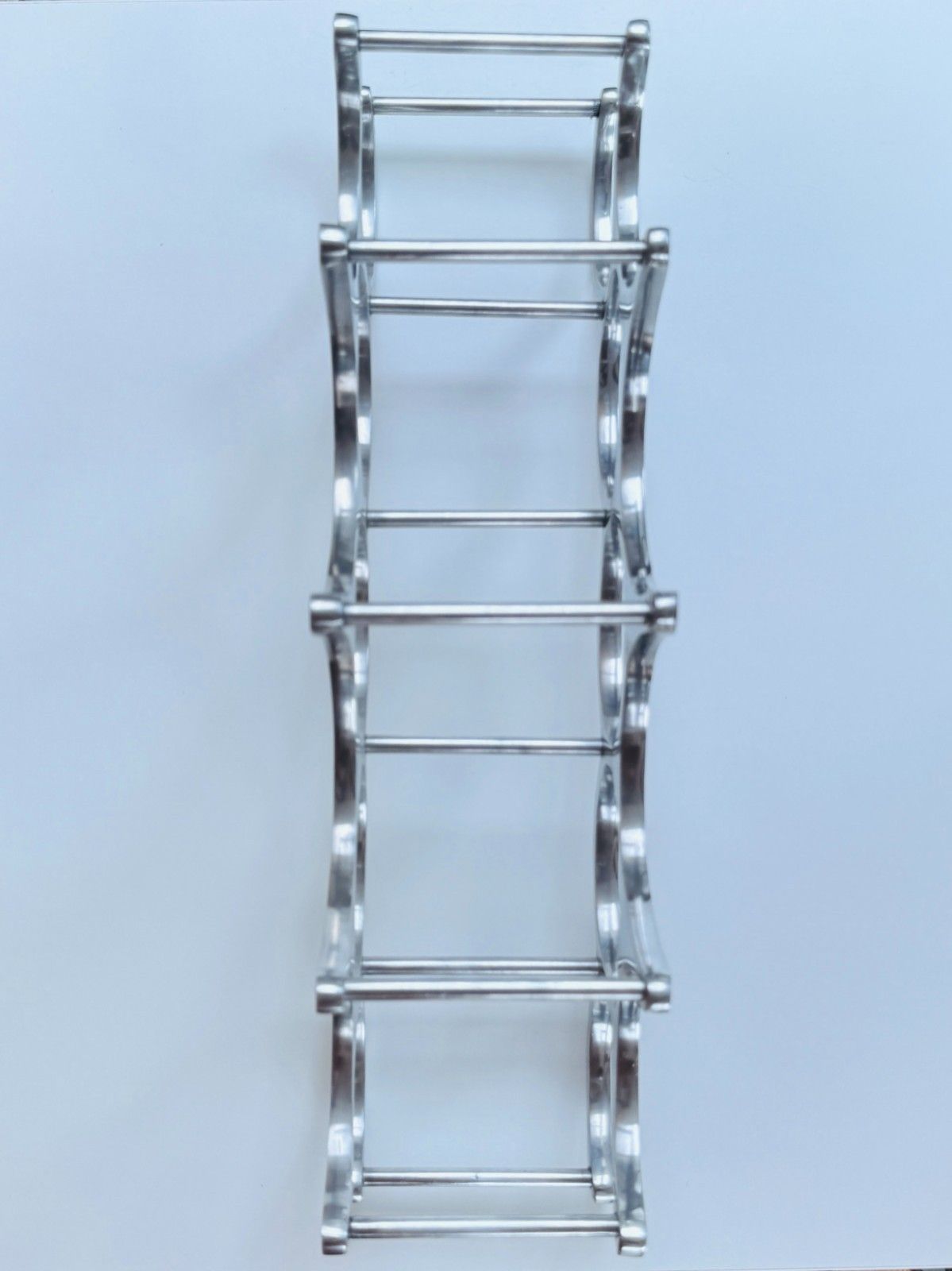 photo for sale Michael Noll Style Polished Aluminium Wine Rack, Holds 9 Bottles