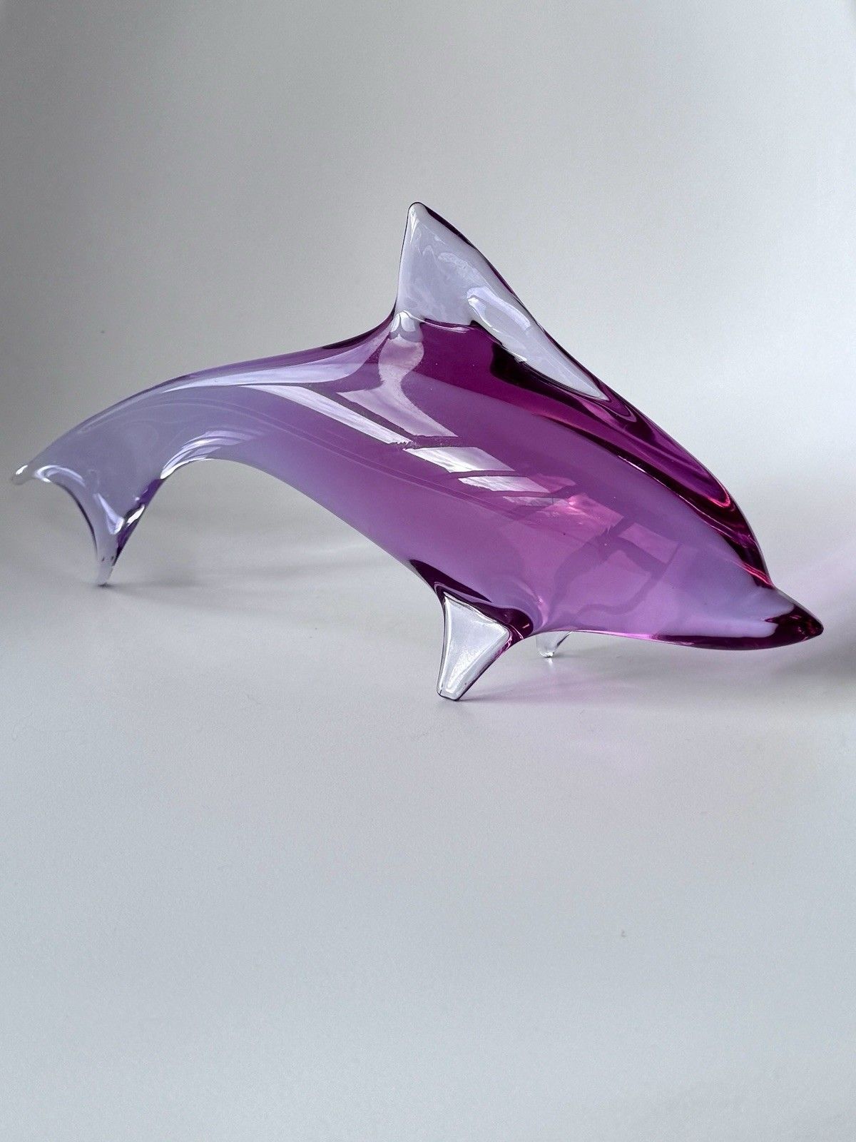 photo vintage Art Glass Dolphin Sculpture By Miloslav Janku železný Brod 1960s Mid Century