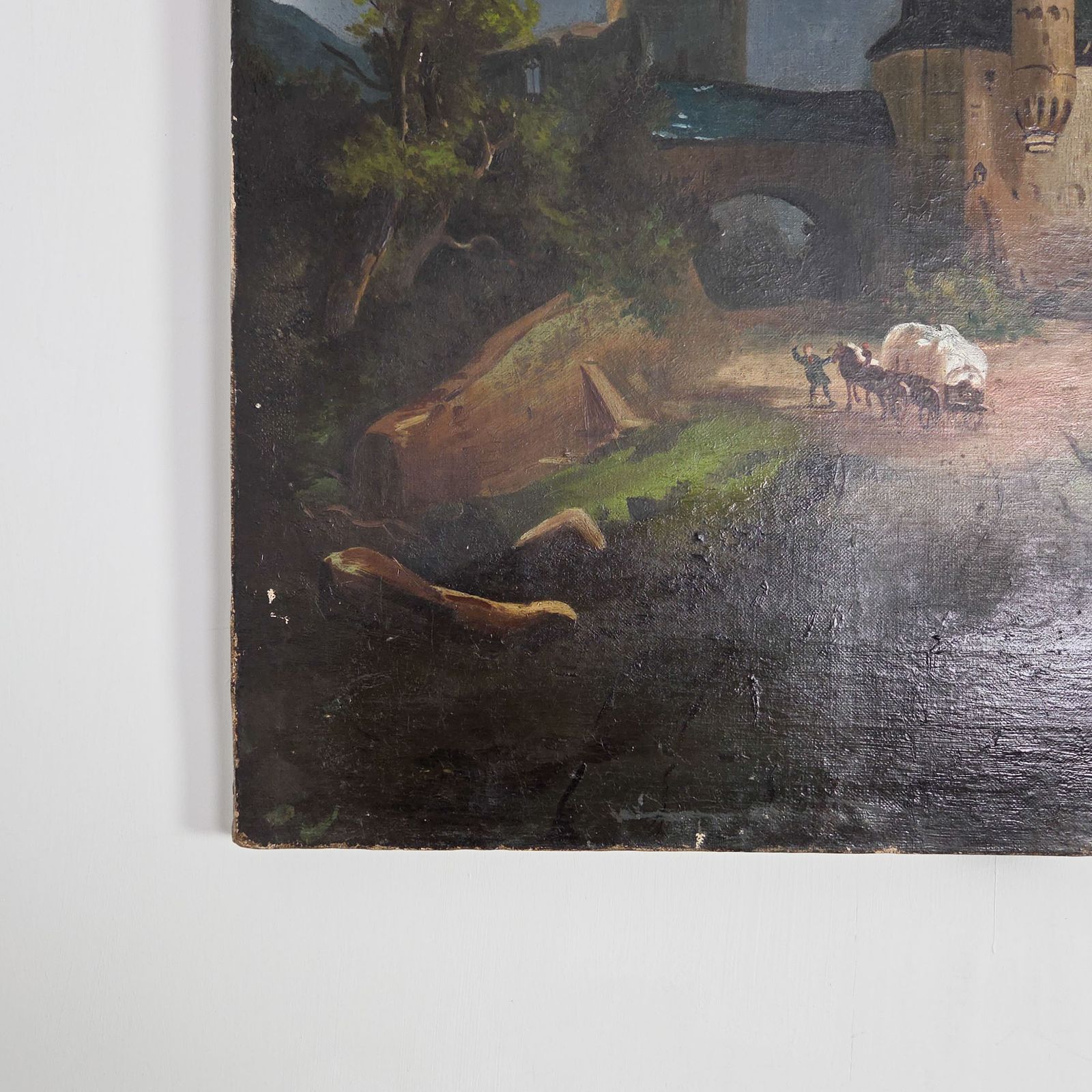 Early 20th Century Antique Landscape Oil Painting photo vintage