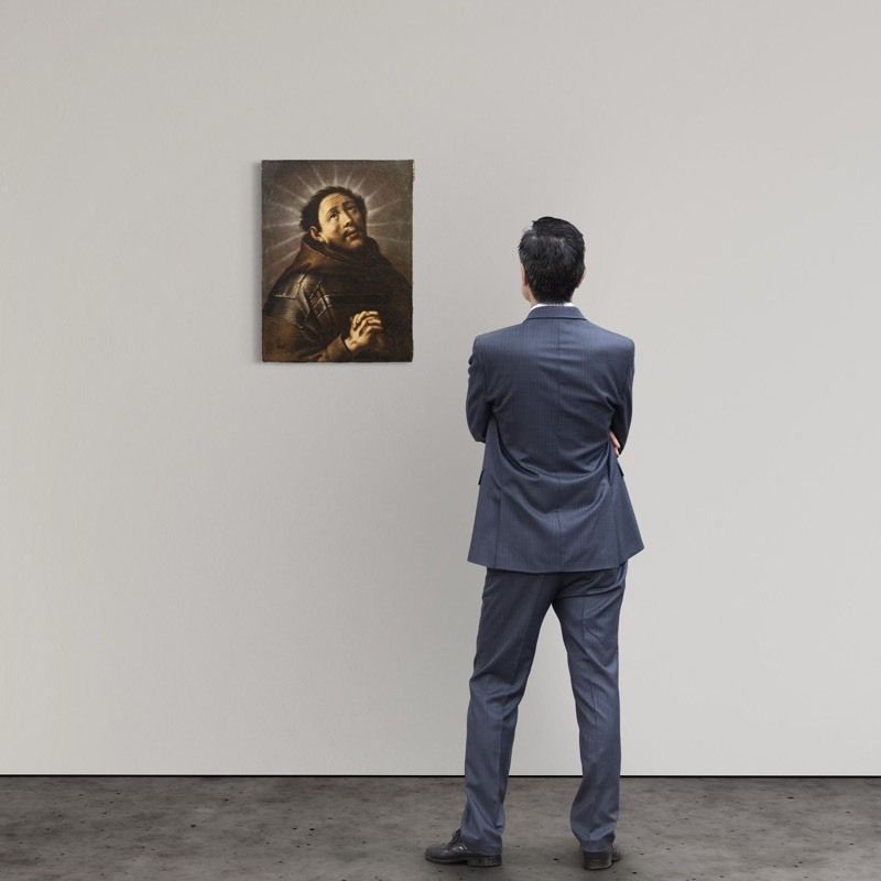 Antique Italian Painting Ecstasy Of Saint Francis From The 18th Century photo furniture