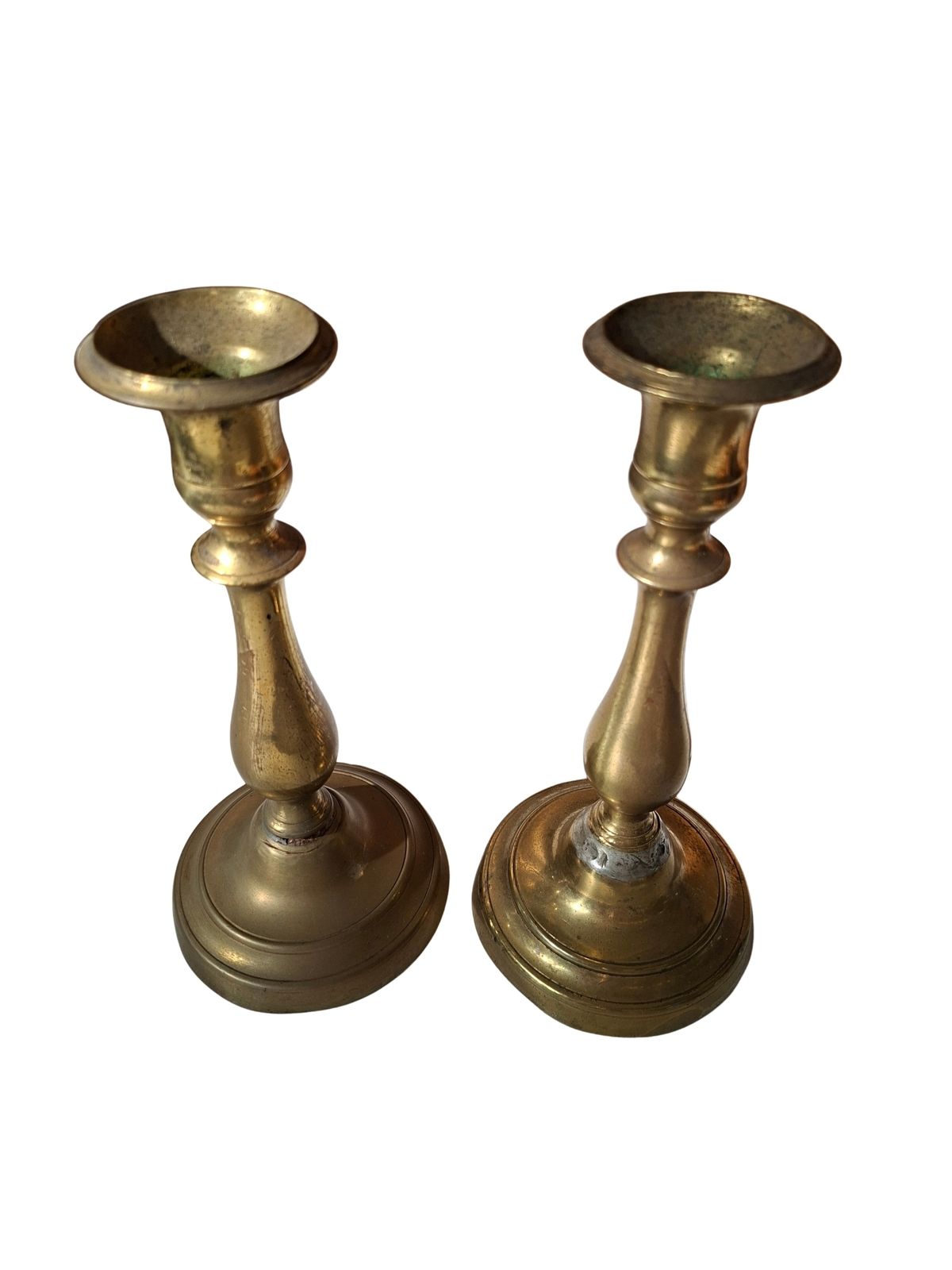 Coppia Di Candelabri Antichi In Ottone   Stile Classico H 21 Cm photo furniture