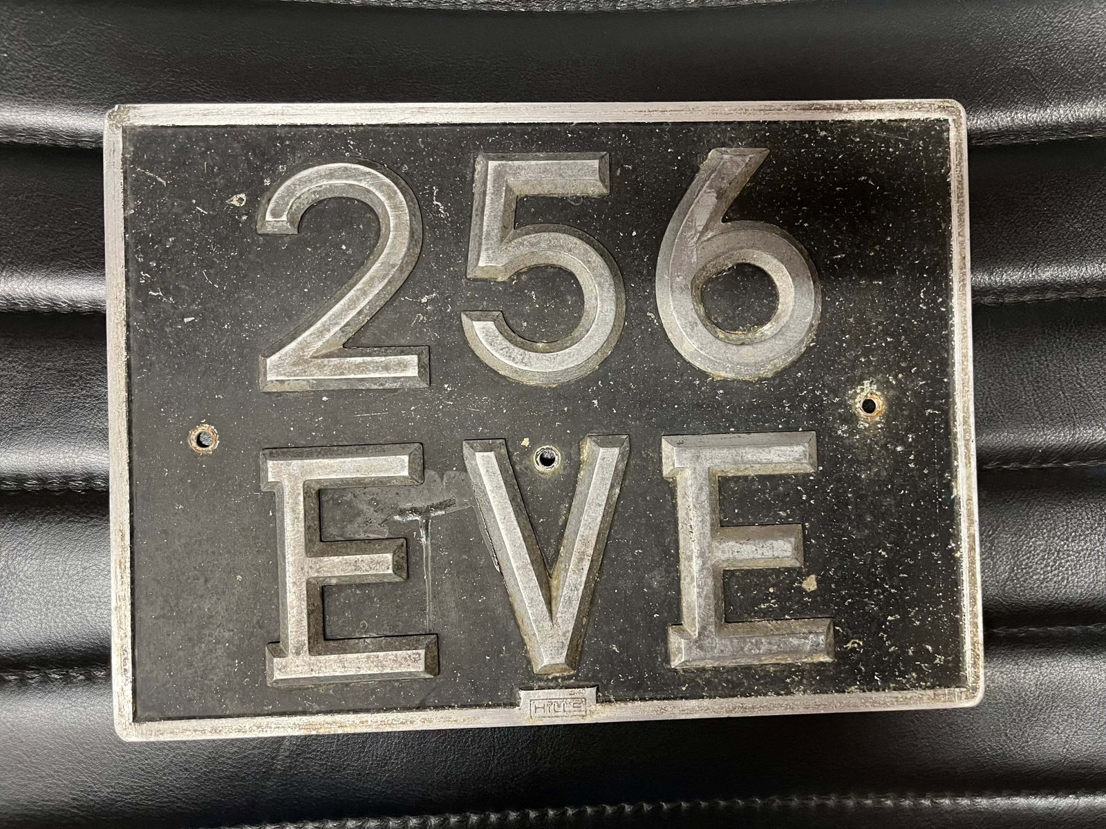 Vintage British Car Registration Plate 256 Eve C1950s