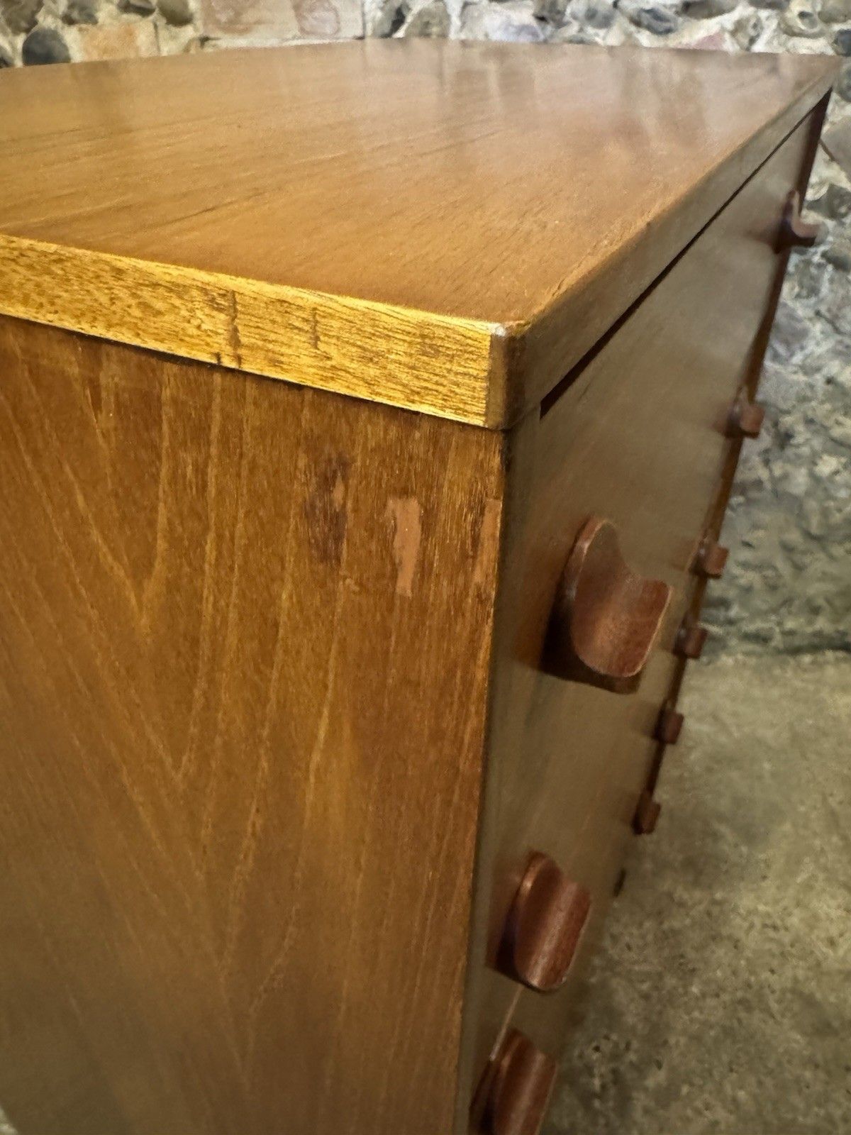 photo vintage 🚛 Vintage Mid Century Teak Chest Of Drawers Danish Scandinavian Design / Stag