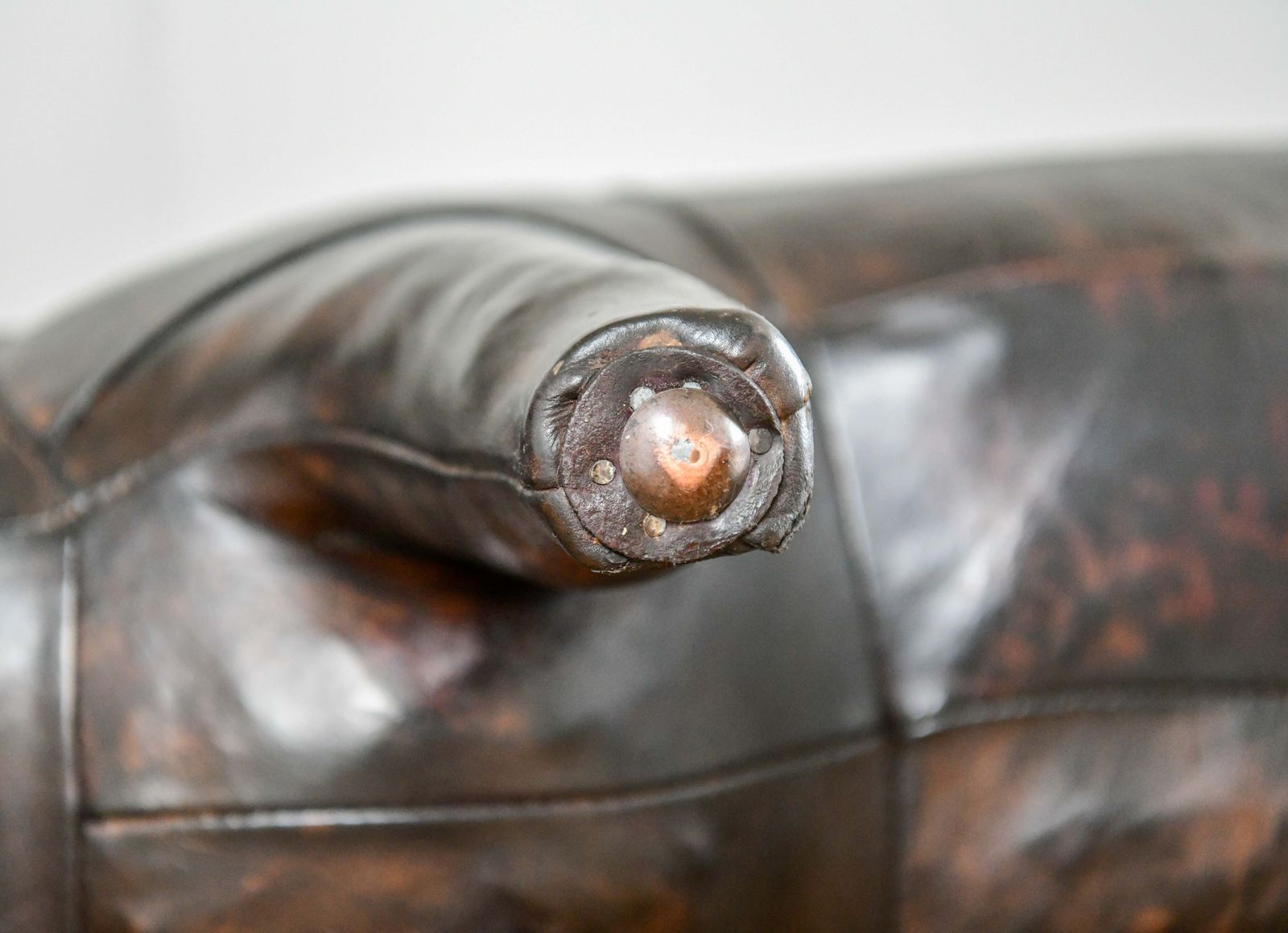 Original Dimitri Omersa Leather Rhino Footstool For Liberty's Of London, C1960 photo for sale