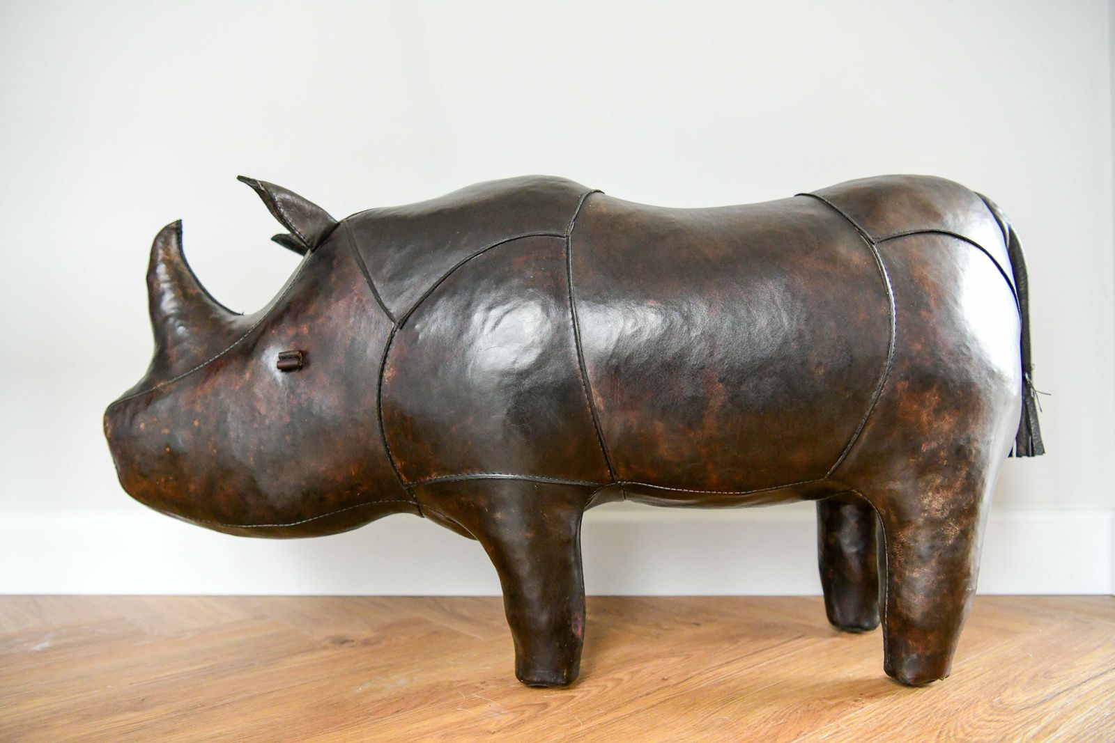 Original Dimitri Omersa Leather Rhino Footstool For Liberty's Of London, C1960 photo vintage