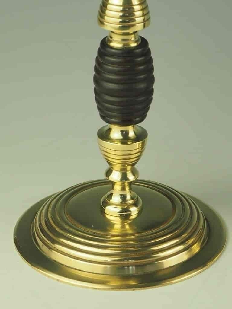 photo vinterior Pair Of Regency Beehive Brass And Oak Candle Holders