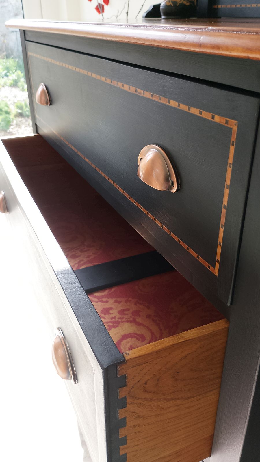 Athenian Black Edwardian Mahogany Dressing Table With Gold Highlights photo vinterior