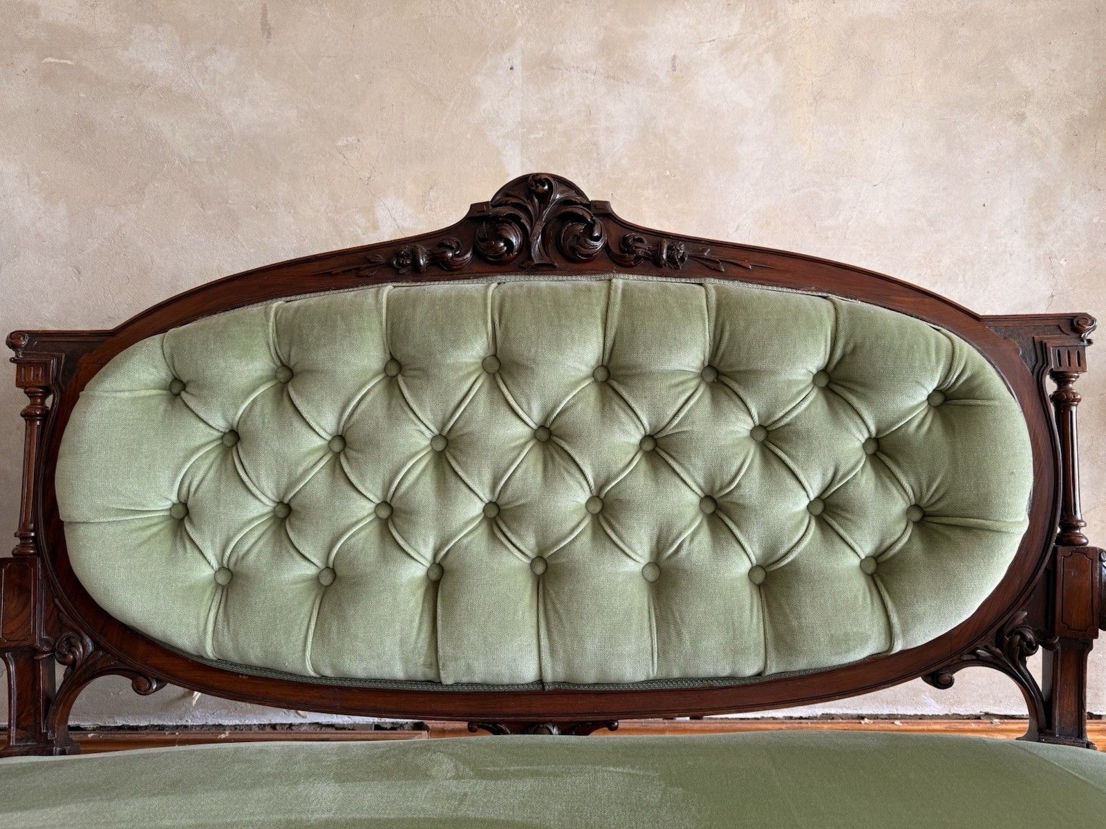 photo buy Original Antique Carved Pastashio Green Chaise Longue Salon Sofa England 1880 C