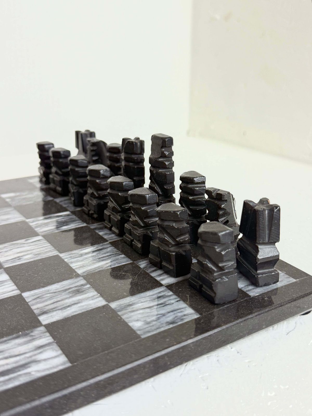 Vintage Marble Chessboard In Black And White photo 146.0
