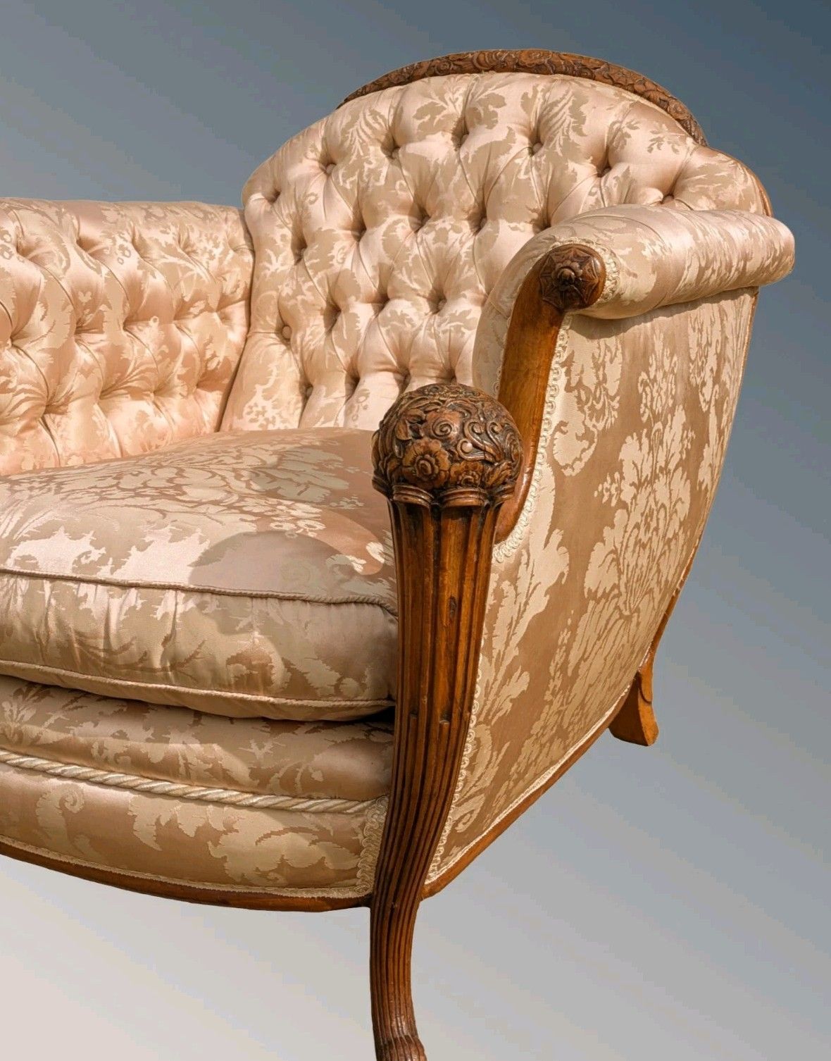Superb French Walnut Armchair  Silk Upholstered photo Furniture