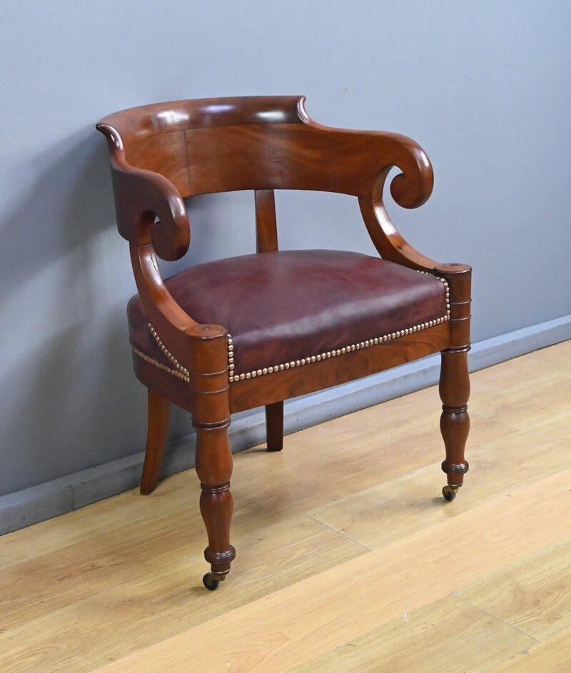 Mahogany Office Chair, Restoration Period – Early 19th Century photo for sale