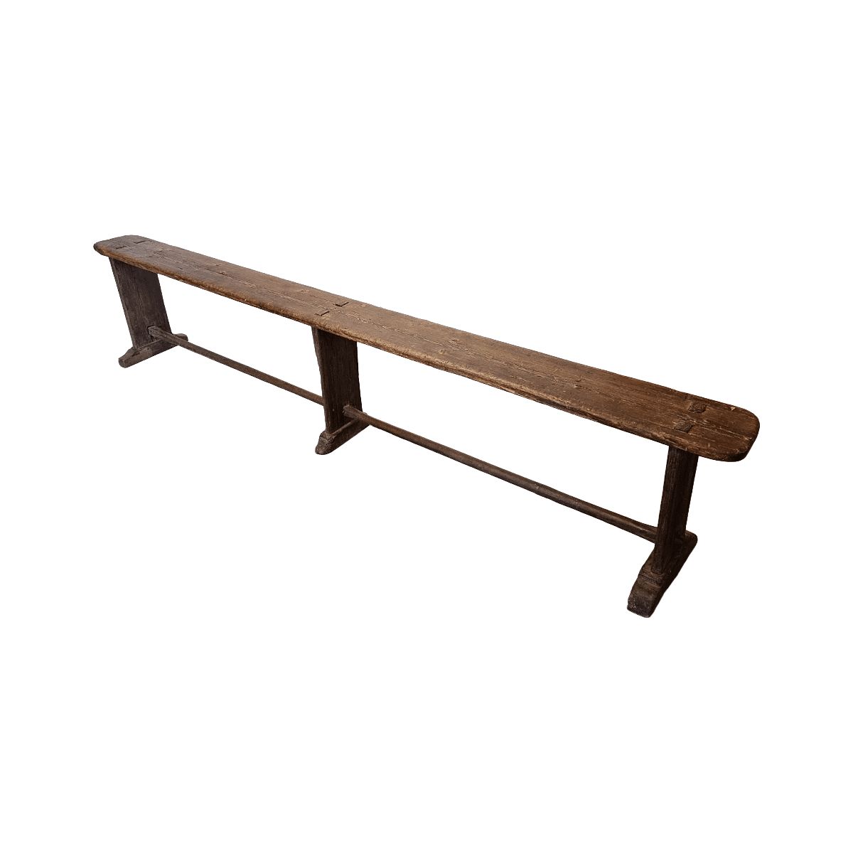 Antique French Wooden Bistro Bench, From Around 1850