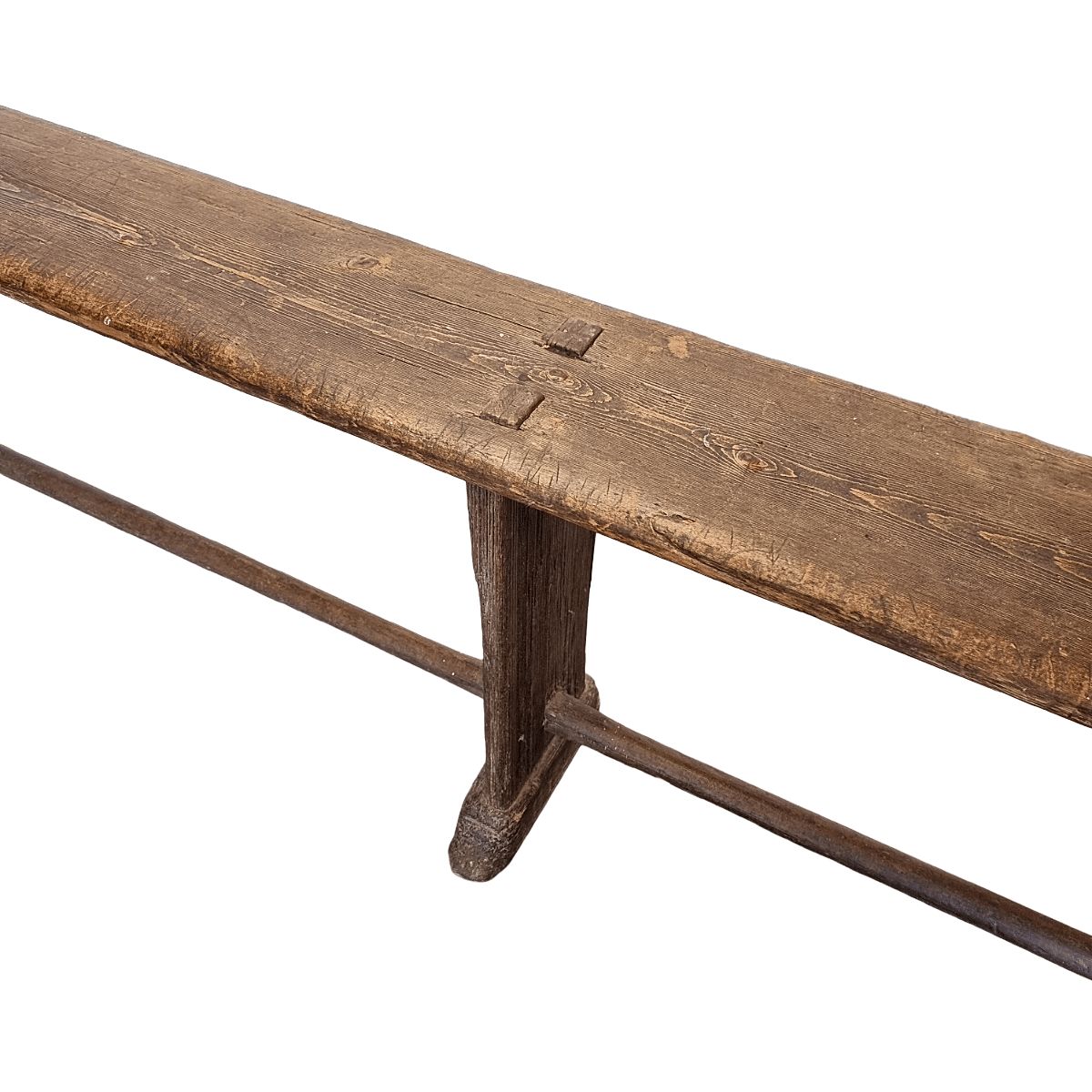 Antique French Wooden Bistro Bench, From Around 1850 photo vinterior