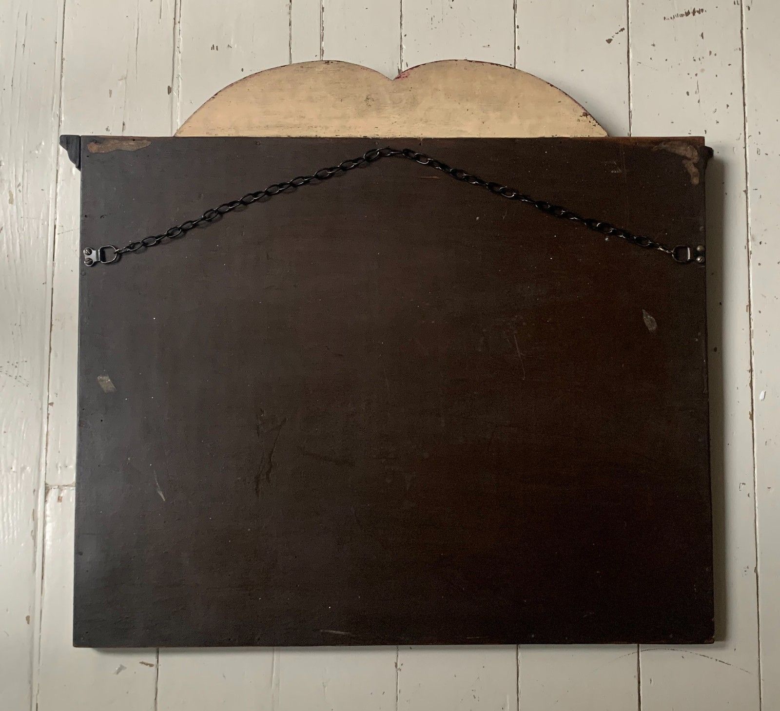 photo for sale Antique Victorian Mirror W/ Bevelled Glass & Mahogany Frame, Carved Pediment