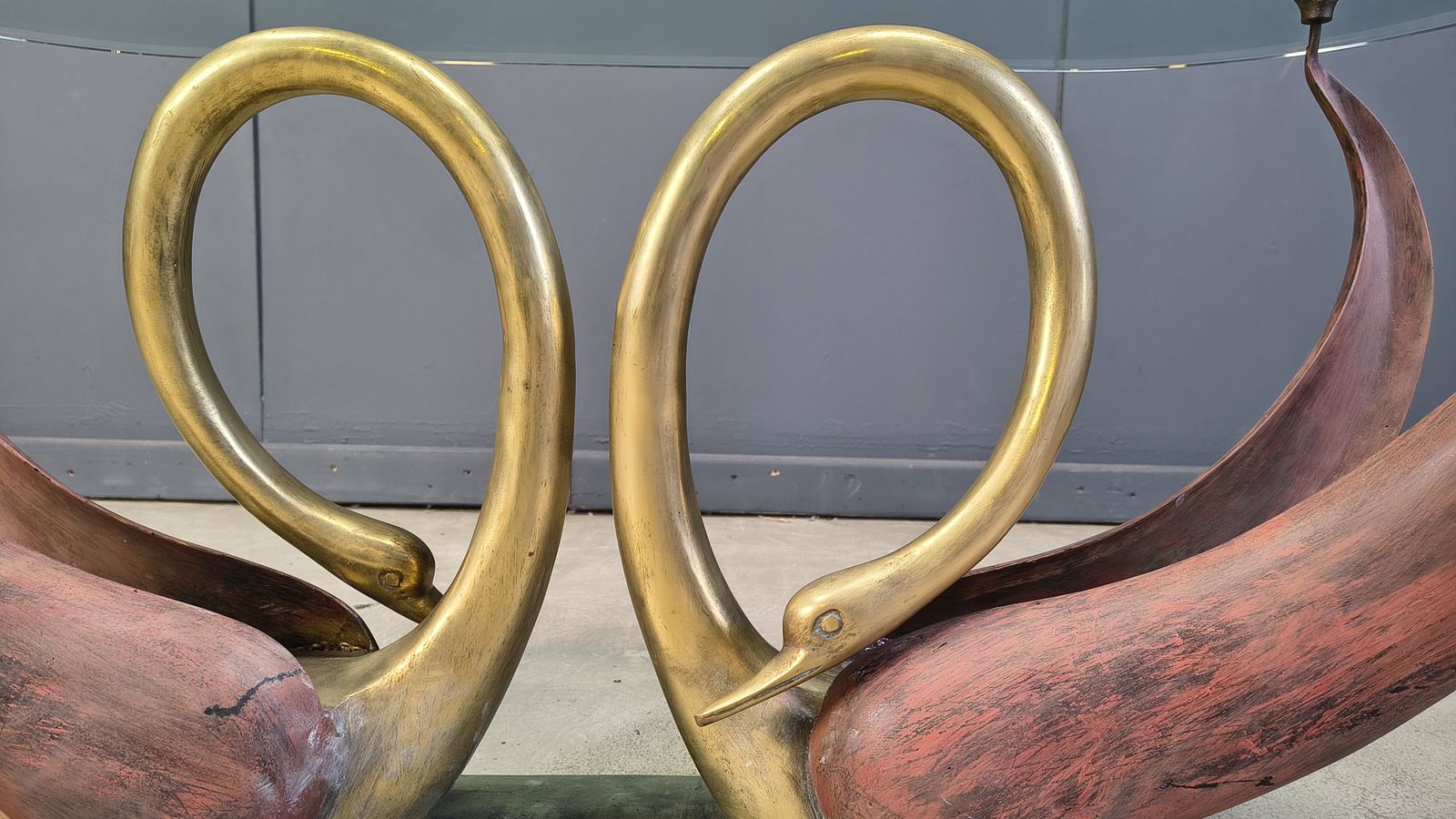 Vintage Brass Swan Coffee Table, 1980s photo for sale