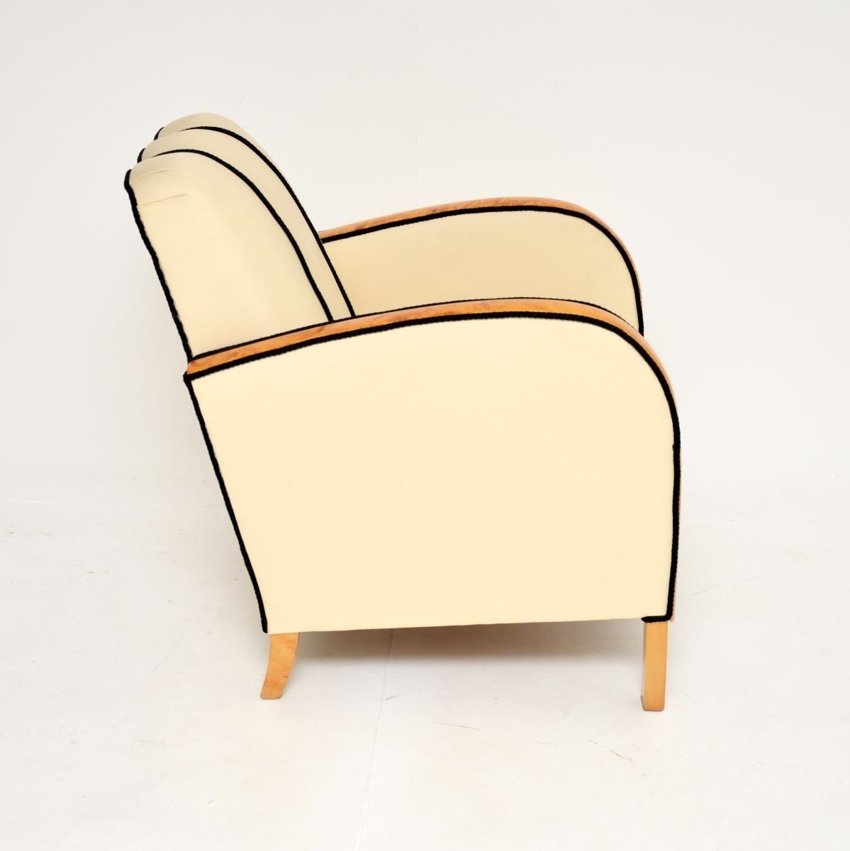Pair Of Swedish Art Deco Armchairs In Leather And Satin Birch photo buy
