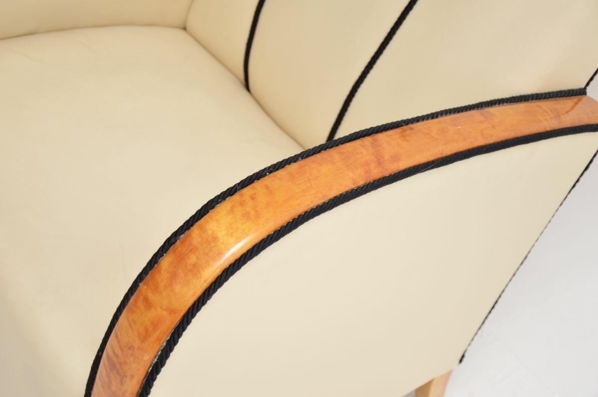 3835.0 Pair Of Swedish Art Deco Armchairs In Leather And Satin Birch photo