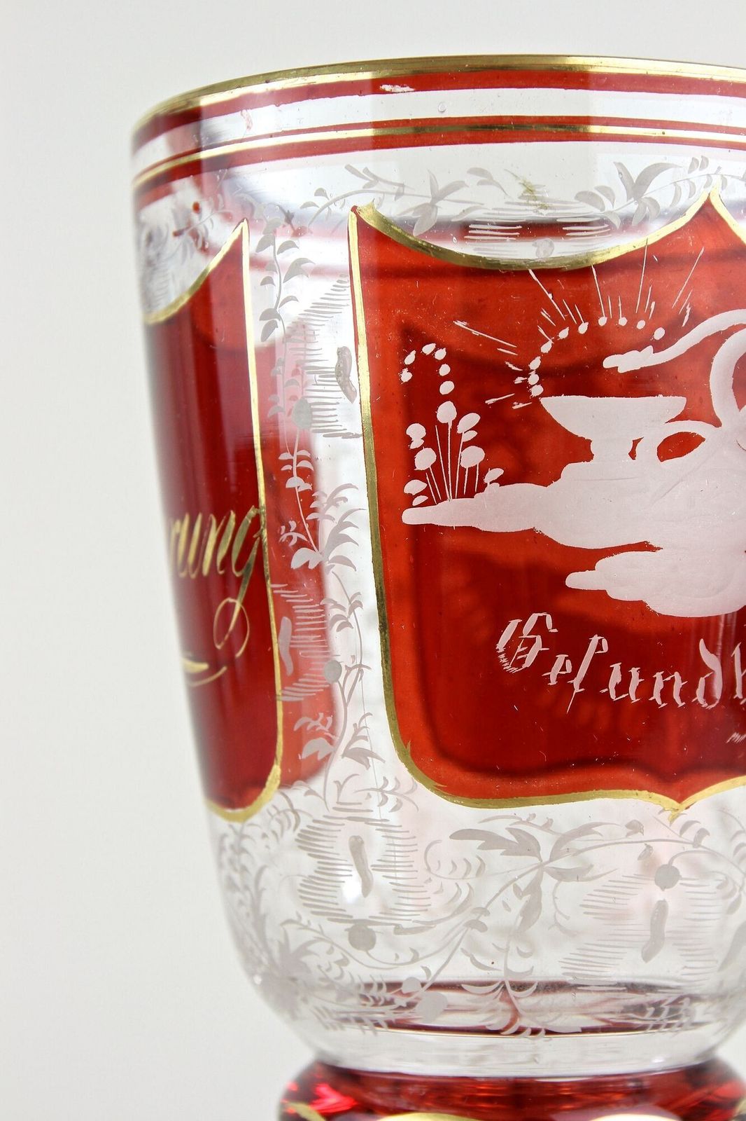 photo furniture 19th Century Biedermeier Glass Goblet   Engraved/ Handpainted, At Ca. 1835