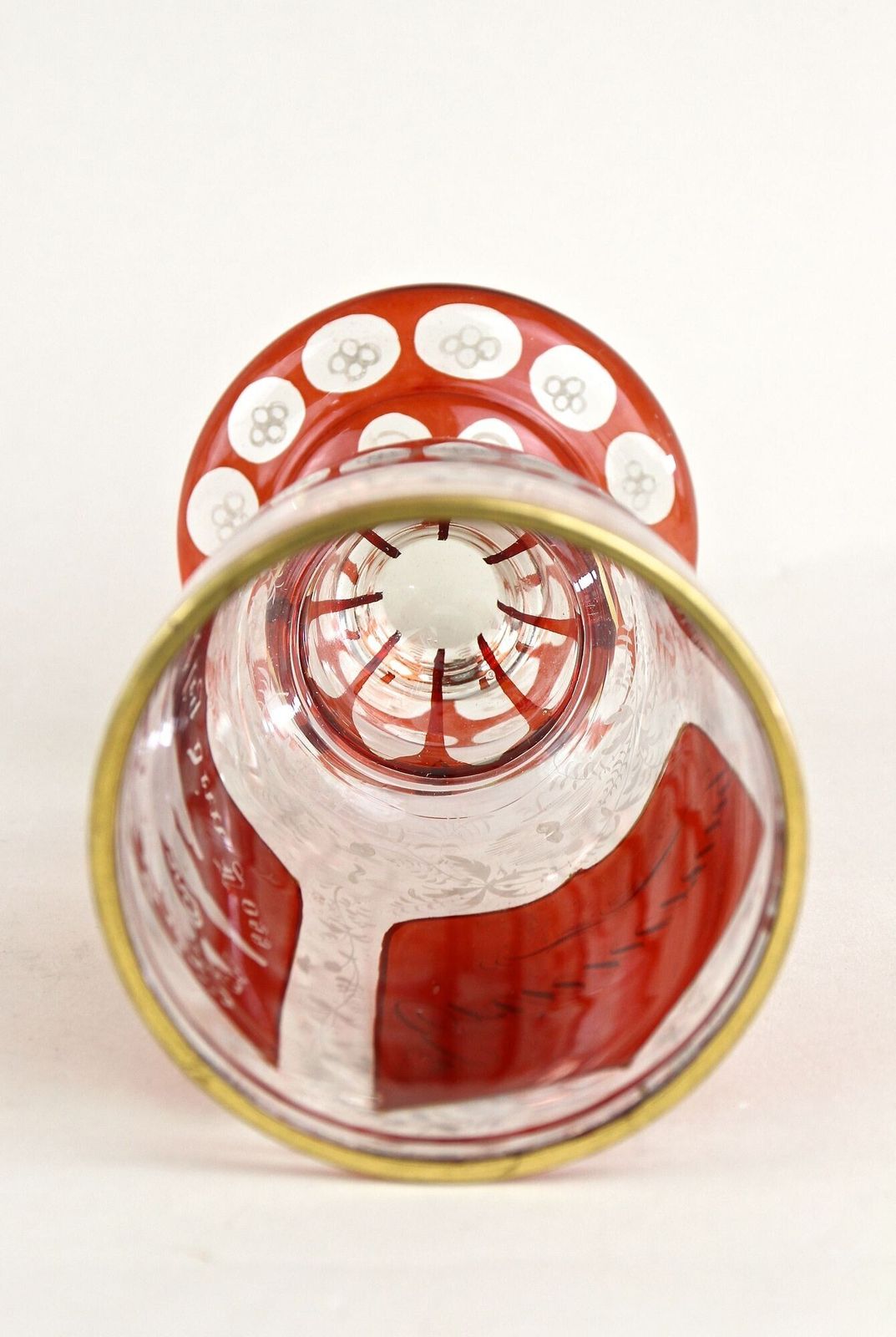680.0 19th Century Biedermeier Glass Goblet   Engraved/ Handpainted, At Ca. 1835 photo