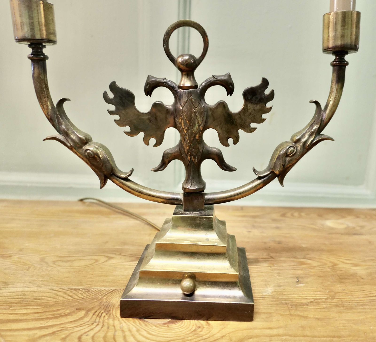Pair Of Arts And Crafts Gothic Brass Twin Table Lamps These Are Grand Looking Pieces photo 660.0