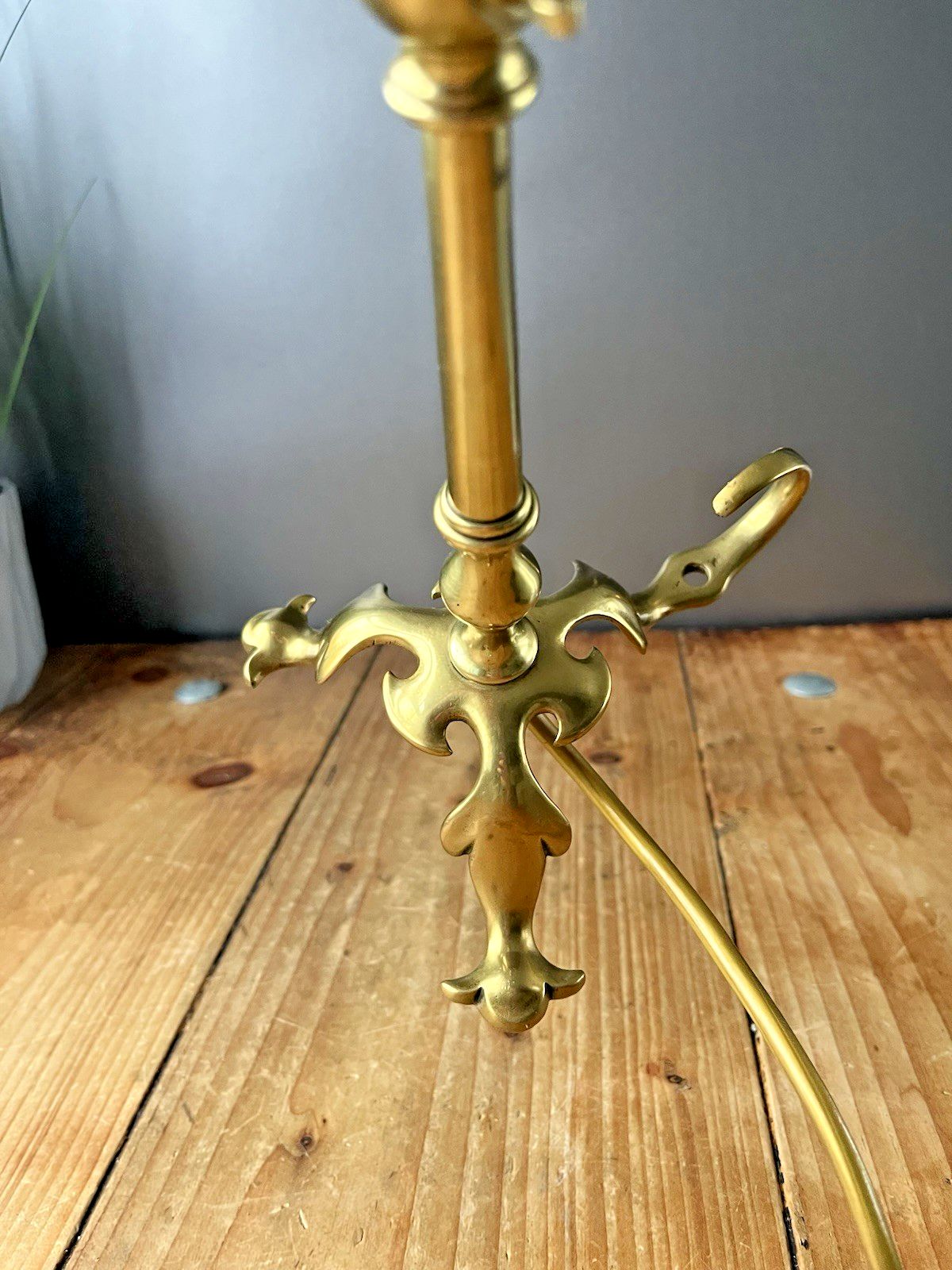 Antique Arts & Crafts Articulated Acanthus Candlestick Carriage Lamp Base Light photo buy