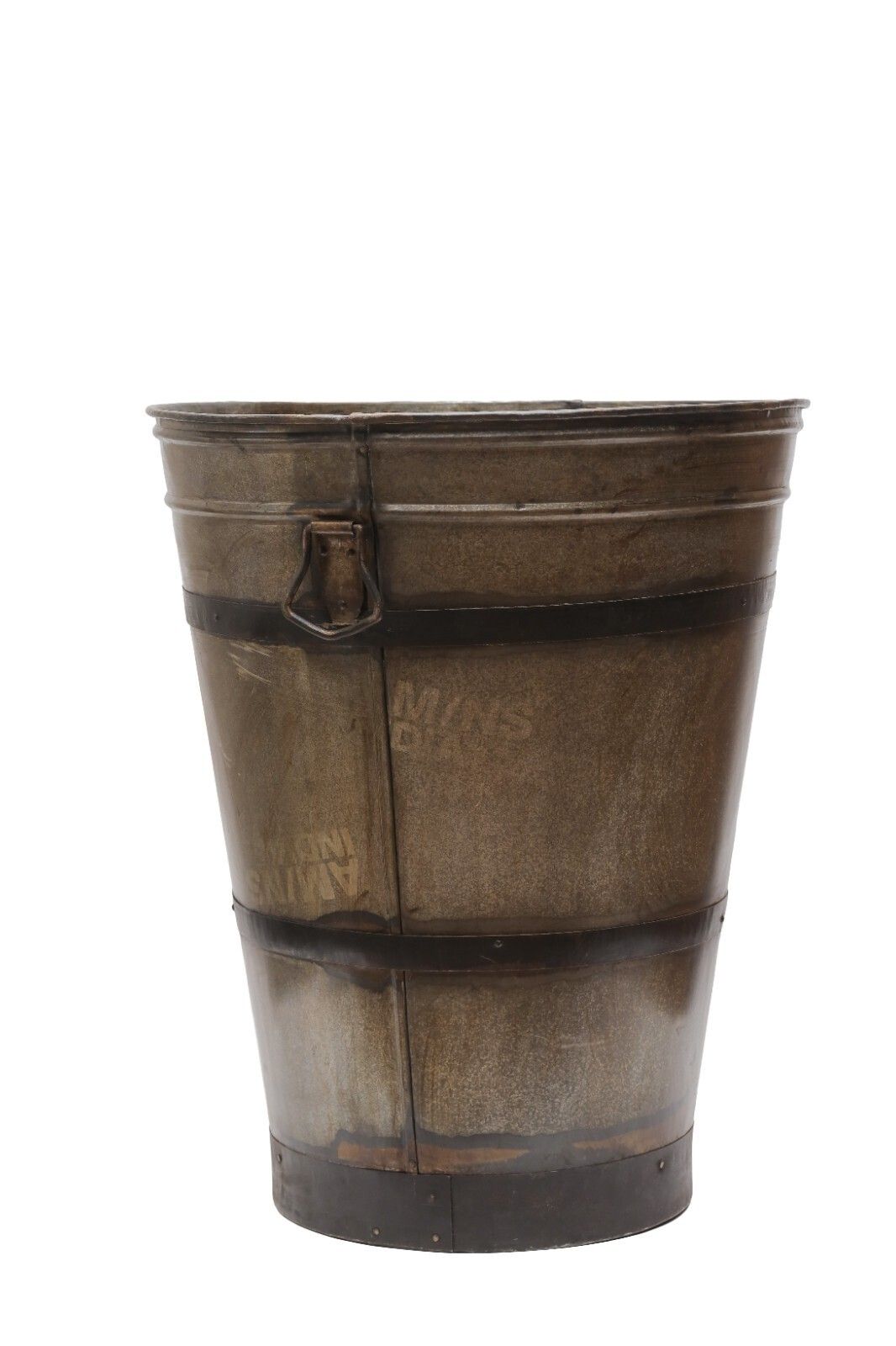 Xl Large Rustic Reclaimed Galvanised Round Metal Olive Tree Garden Planter photo for sale