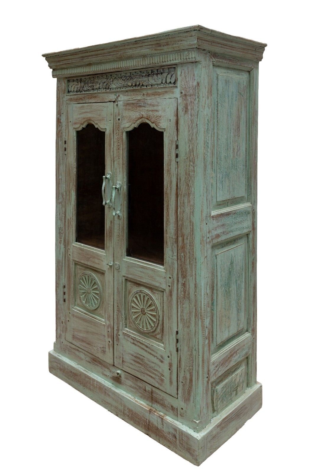 Vintage Reclaimed Hand Carved Indian Wooden Display Drinks Cabinet Cupboard photo Furniture