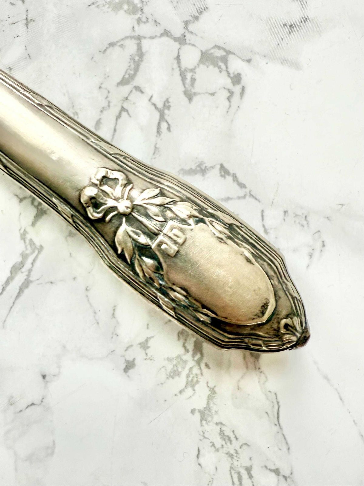 Antique French Cake Slice Or Tart Shovel Marie Antoinette Style Classical Chateau Original Case Silver Plated Sterling Silver Handle photo 130.0