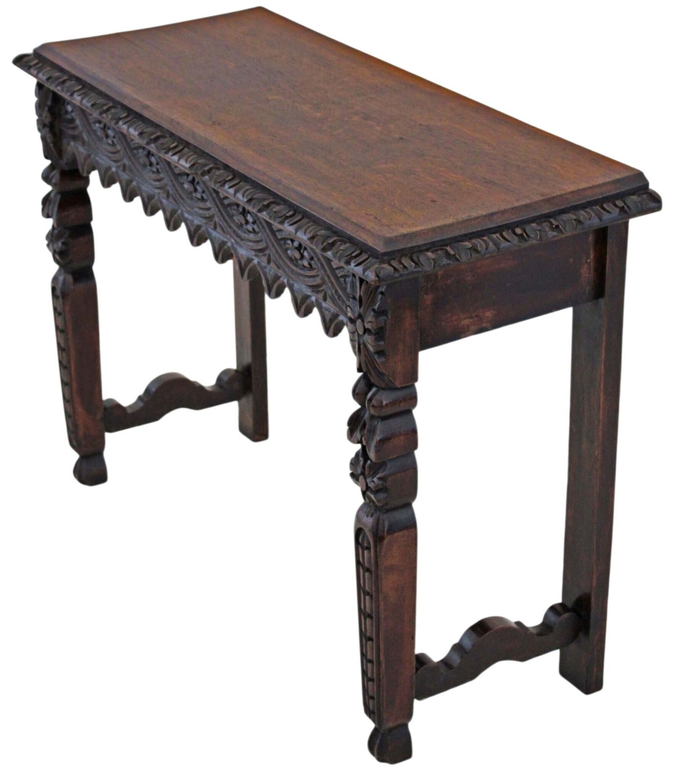 Antique 19th Century Victorian Heavily Carved Oak Side Writing Desk Table photo 1295.0