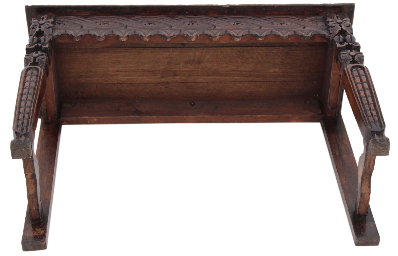 Furniture Antique 19th Century Victorian Heavily Carved Oak Side Writing Desk Table photo