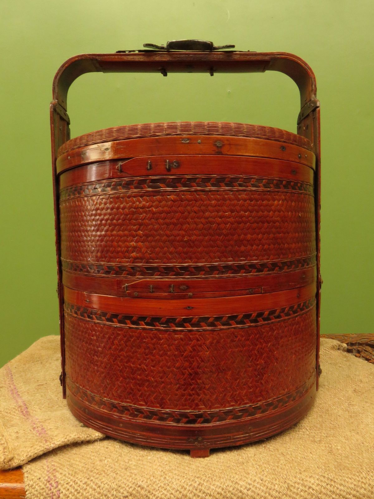 Large Chinese Wedding Basket With Two Tiers photo vintage