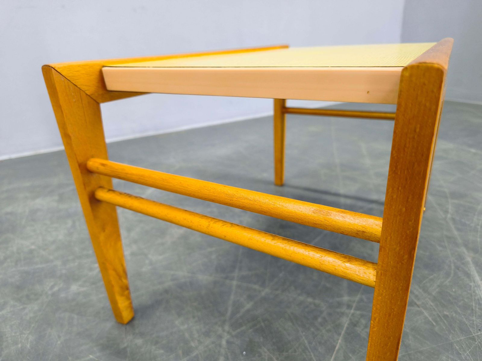 387.0 Mid Century Beech Plant Stands With Umakart Tops, 1970s Set photo