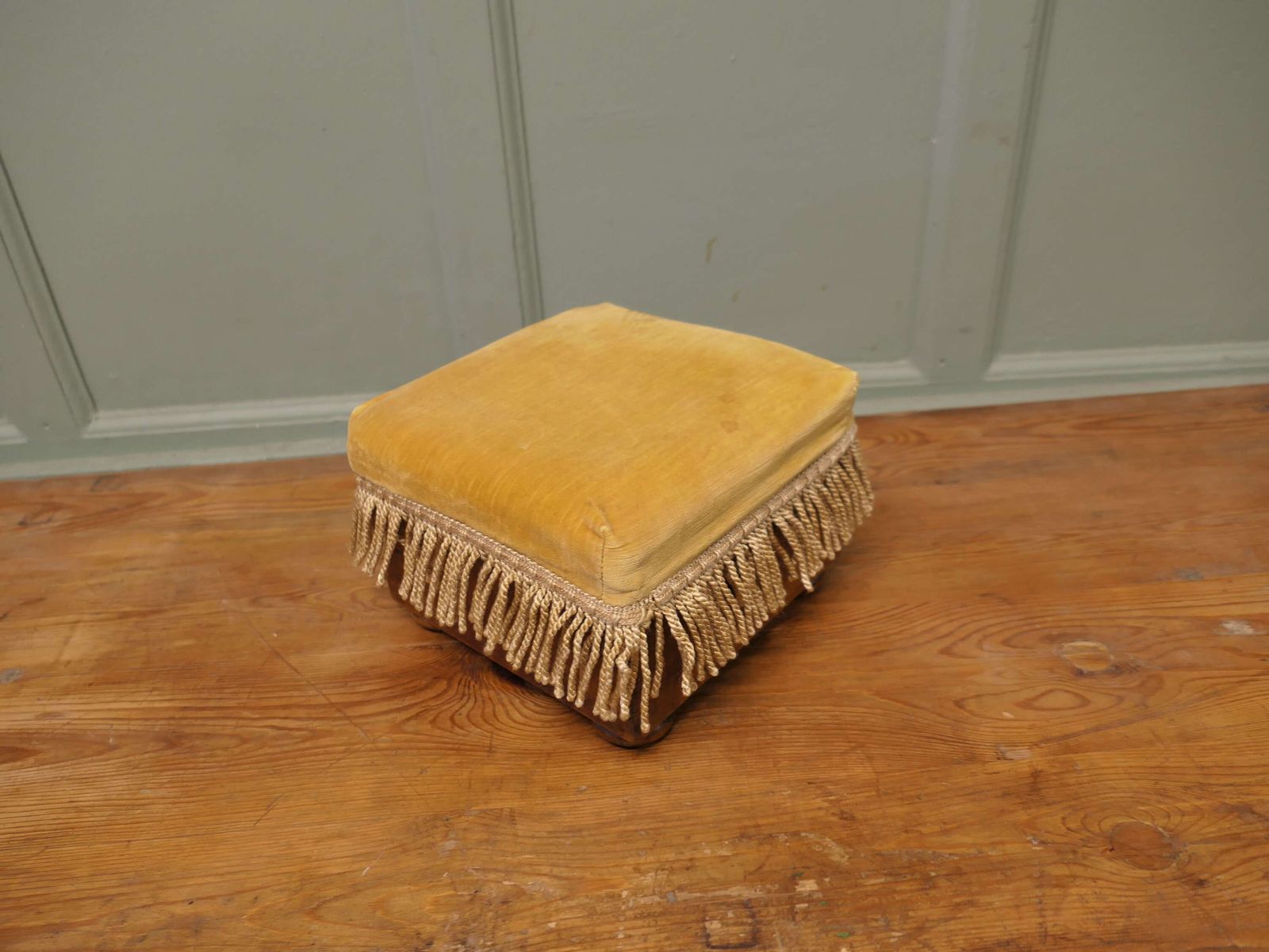 Victorian Mustard Velvet Foot Stool Or Bed Step A Lovely Piece photo vinterior