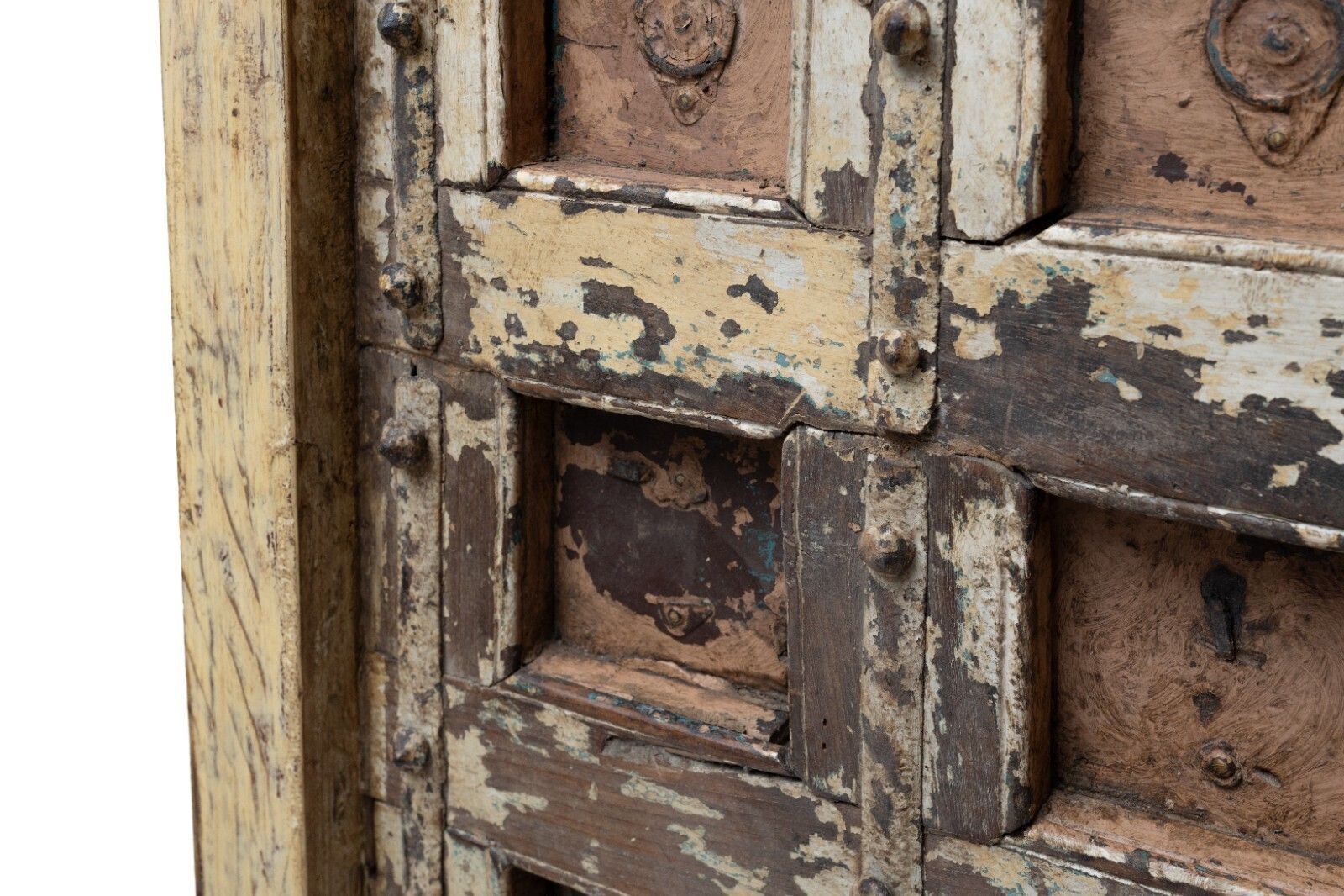 Vintage Antique Rustic Reclaimed Indian Doors Xl King Size Double Bed Headboard photo vinterior