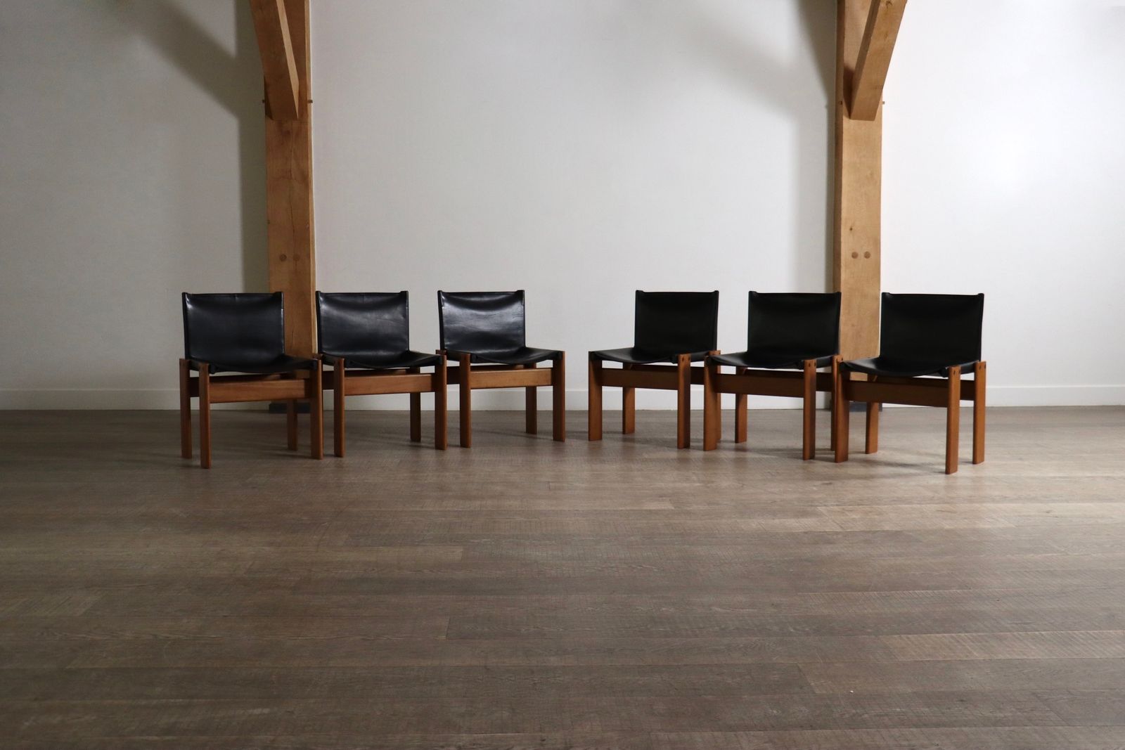 Set Van 6 'Monk' Eetkamerstoelen Van Afra En Tobia Scarpa Voor Molteni, Italië, 1974 photo vintage